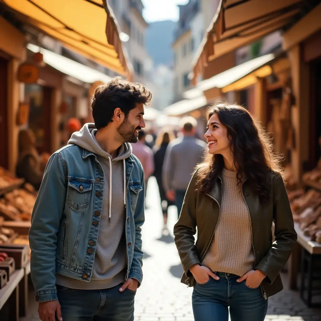 Glückliche Passagiere steigen in ein Flugzeug für ihre europäische Reise.